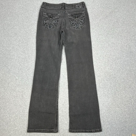 Code Bleu Annette Jeans 6‎ 28x32 Gray Bootcut Flap Pockets Rhinestones Western - Picture 1 of 15